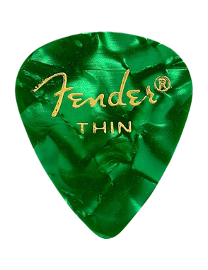 Fender® Uñetas Celuloide 351 Shape Premium Calibre: Thin Color: Green Moto Pack: 12 Unidades