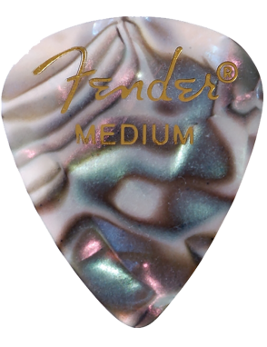 Fender® Uñetas Celuloide 351 Shape Premium Calibre: Medium Color: Abalone Pack: 12 Unidades