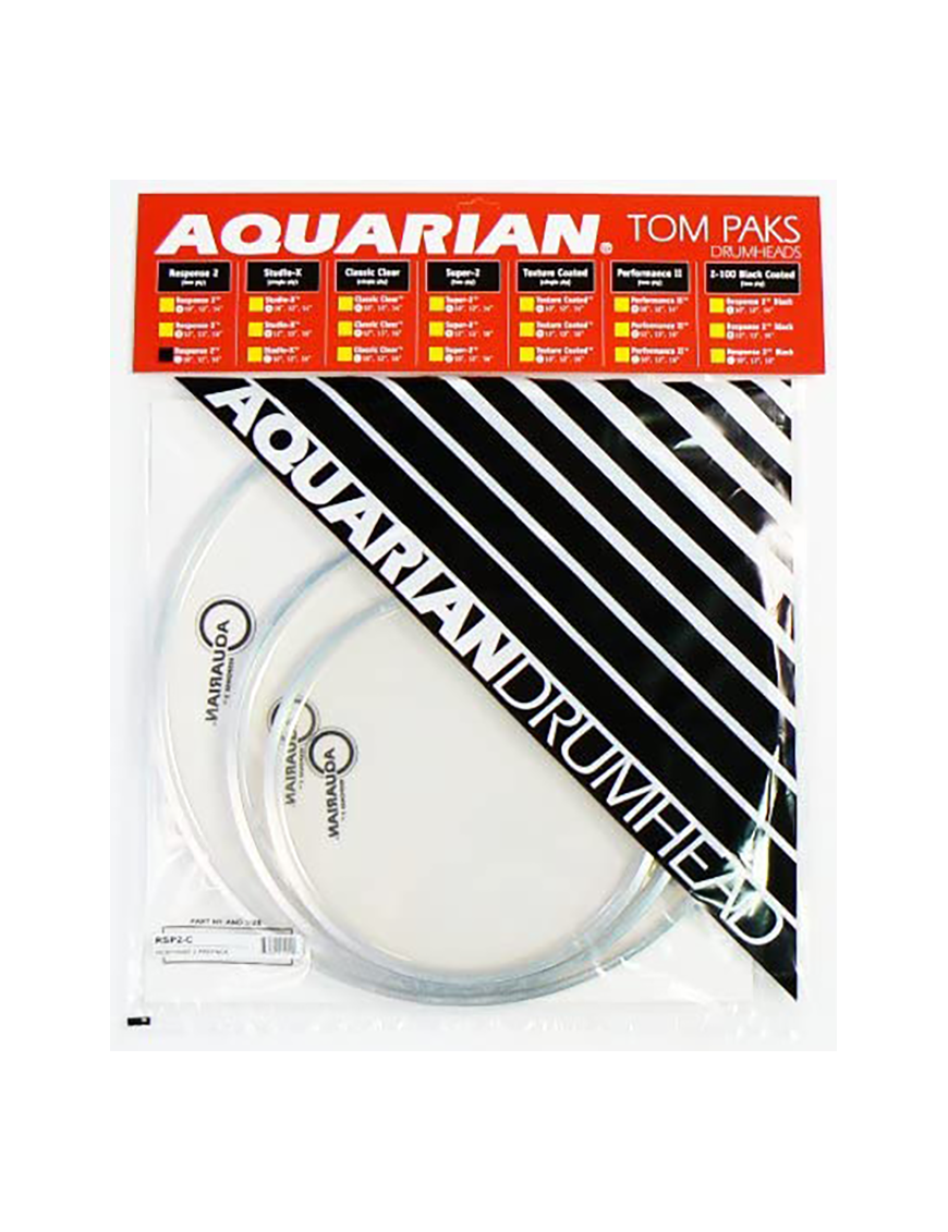 Aquarian Drumheads® TCRSP2-A RESPONSE 2™ Texture Coated™ Parche Set Blanco Prepack: RSP2 1x10"- RSP2 1x12"- RSP2 1x14"+TC1x14"