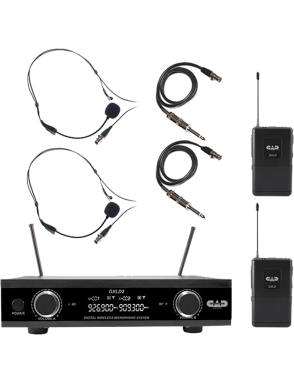 CAD AUDIO® Sistema Inalámbrico Digital Doble GLXD2 Micrófonos Headset WXHW + Cables Instrumentos