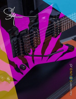Sully® Guitarra Eléctrica ELITA Magenta Tiger Stripes Floyd Rose con estuche duro