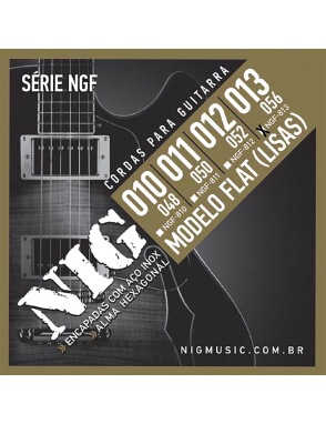 NIG® Cuerdas Guitarra Eléctrica 6 Cuerdas NGF Flat 13-56  Acero Níquel