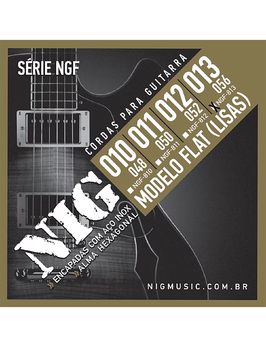 NIG® NGF-813 Cuerdas Guitarra Eléctrica 6 Cuerdas Flat 13-56  Acero