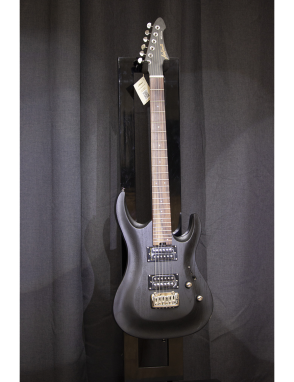 Aria® MAC-DLX Guitarra Eléctrica 24F Super Strato® Tremolo Color: Stained Black