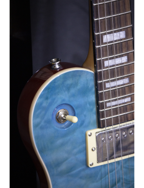 Aria® PE-480 Guitarra Eléctrica Les Paul® Style Color: See-through Emerald Blue