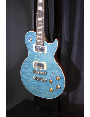 Aria® PE-480 Guitarra Eléctrica Les Paul® Style Color: See-through Emerald Blue