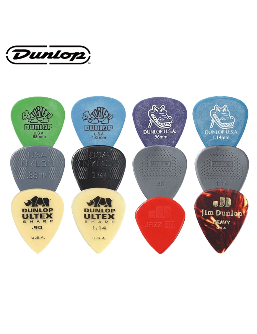 Dunlop® PVP102 Uñetas Variety Pack Calibres: Medium Heavy | Bolsa: 12 Unidades