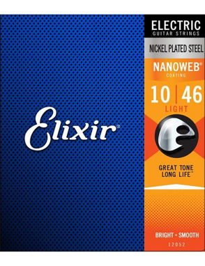 Elixir® Cuerdas Guitarra Eléctrica 6 Cuerdas 12052 10-46 Light Nickel Plated Steel NANOWEB®