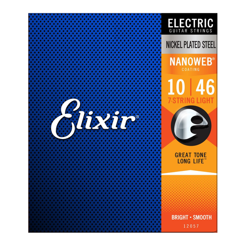 Elixir® Cuerdas Guitarra Eléctrica 7 Cuerdas 12057 Light 10-56 Nickel Plated Steel NANOWEB®