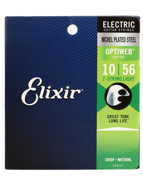 Elixir® Cuerdas Guitarra Eléctrica 7 Cuerdas 19057 10-56 Light Nickel Plated Steel OPTIWEB®