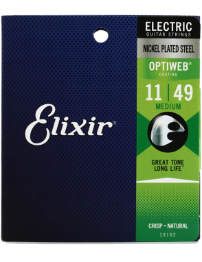 Elixir® Cuerdas Guitarra Eléctrica 6 Cuerdas 19102 11-49 Medium Nickel Plated Steel OPTIWEB®