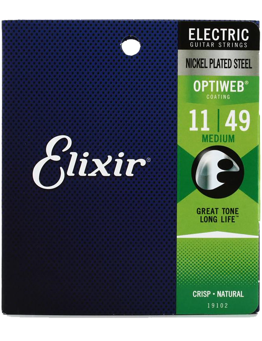 Elixir® Cuerdas Guitarra Eléctrica 6 Cuerdas 19102 11-49 Medium Nickel Plated Steel OPTIWEB®