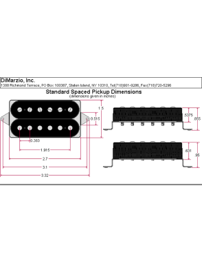 DiMarzio® DP192 Air Zone® Cápsulas Guitarra Eléctrica Humbucker Black