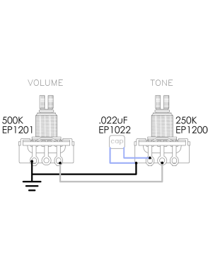 DiMarzio® Potenciómetro Guitarra Eléctrica EP1201 500K Custom Taper