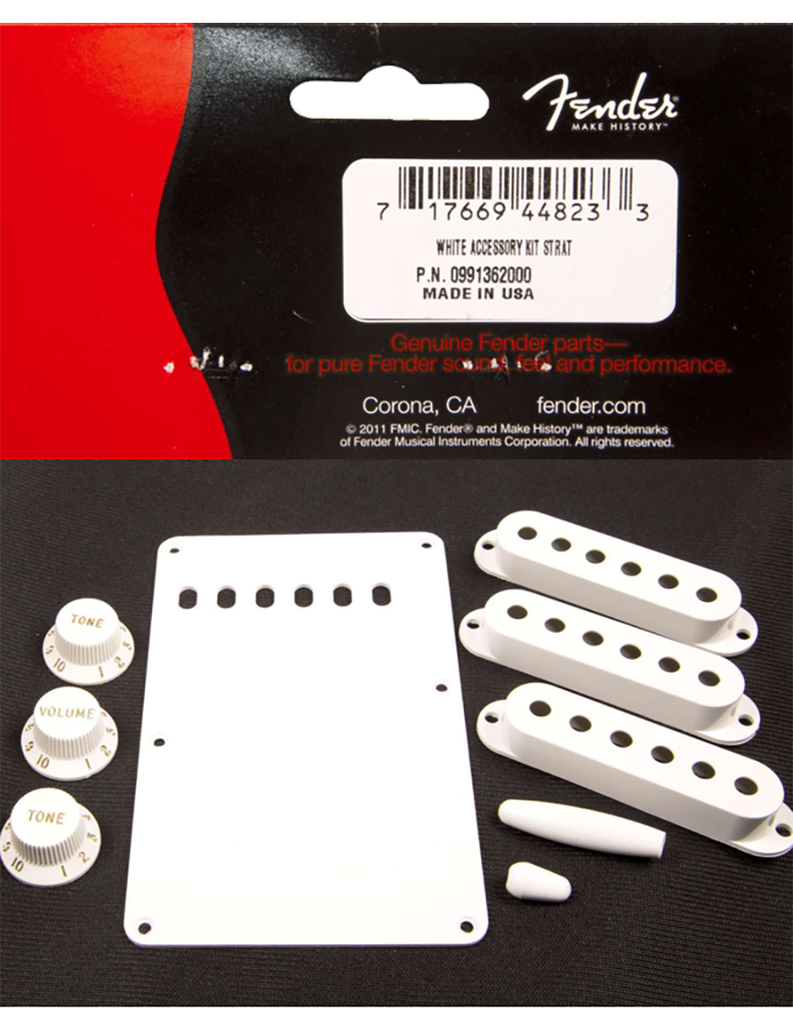 Fender® Partes Guitarra STRATOCASTER® Kit Genuine Parts Pack: 9 Unidades Color Blanco