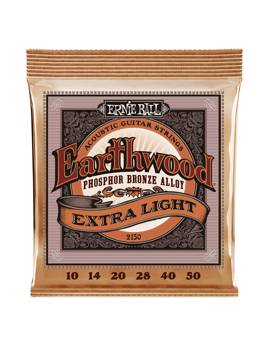 Ernie Ball® 2150 10-50 Earthwood Cuerdas Guitarra Acústica Folk 6 Cuerdas Extra Light Phosphor Bronze