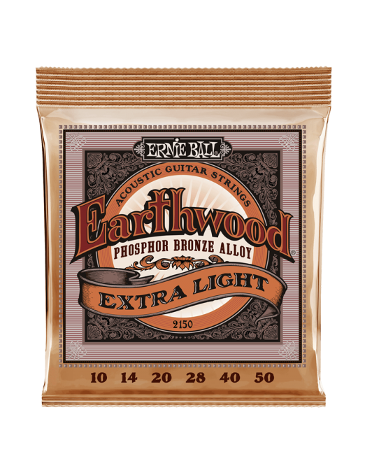 Ernie Ball® 2150 10-50 Earthwood Cuerdas Guitarra Acústica Folk 6 Cuerdas Extra Light Phosphor Bronze