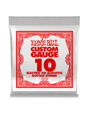 Ernie Ball® 1010 Cuerdas Guitarra Acústica o Eléctrica 10 Plain Steel Custom Gauge® Calibre: .010