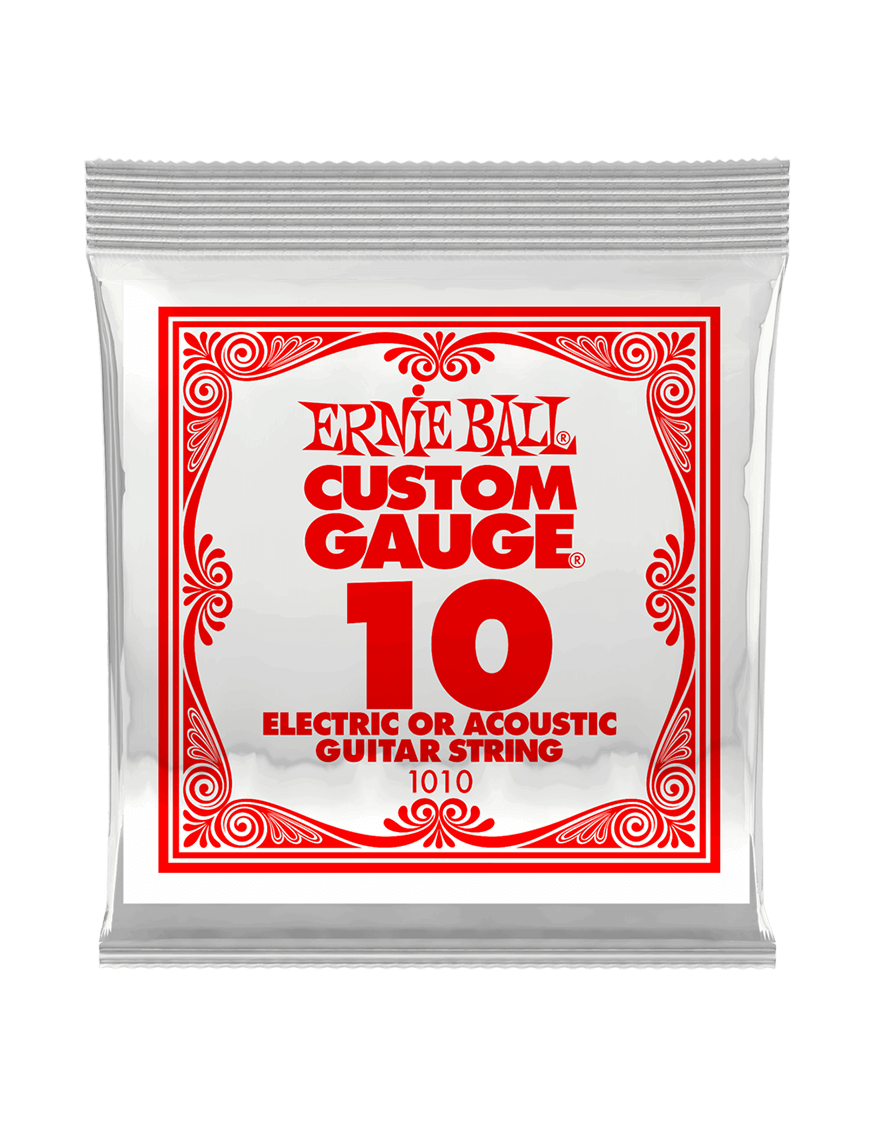 Ernie Ball® 1010 Cuerdas Guitarra Acústica o Eléctrica 10 Plain Steel Custom Gauge® Calibre: .010