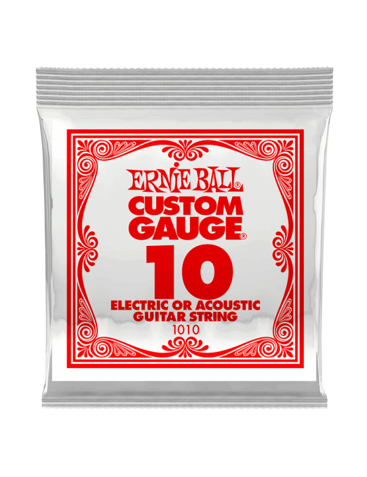 Ernie Ball® 1010 Cuerdas Guitarra Acústica o Eléctrica 10 Plain Steel Custom Gauge® Calibre: .010