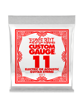 Ernie Ball® 1011 Cuerdas Guitarra Acústica o Eléctrica 11 Plain Steel Custom Gauge® Calibre: .011