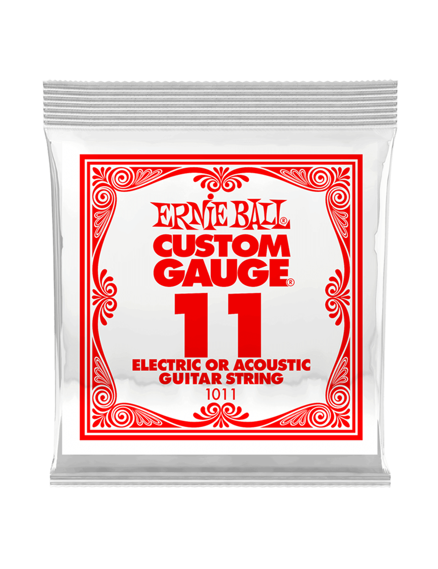 Ernie Ball® 1011 Cuerdas Guitarra Acústica o Eléctrica 11 Plain Steel Custom Gauge® Calibre: .011