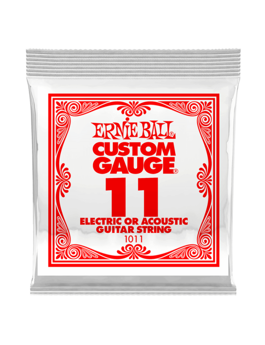 Ernie Ball® 1011 Cuerdas Guitarra Acústica o Eléctrica 11 Plain Steel Custom Gauge® Calibre: .011