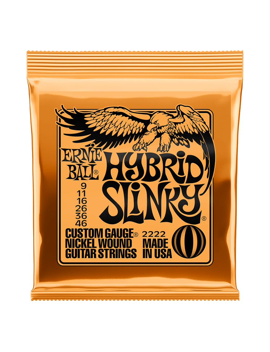 Ernie Ball® 2222 9-46 Slinky® Cuerdas Guitarra Eléctrica 6 Cuerdas Hybrid Nickel