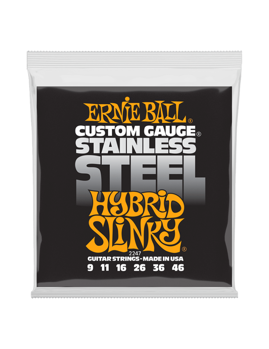 Ernie Ball® 2247 Cuerdas Guitarra Eléctrica 9-46 Hybrid Slinky® STAINLESS STEEL