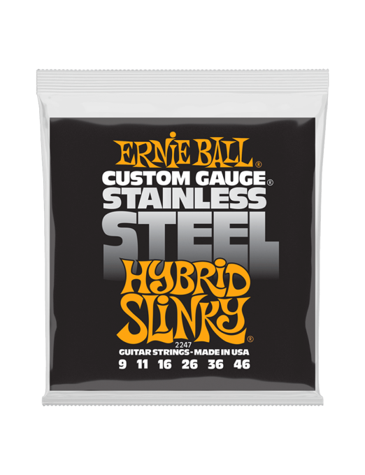 Ernie Ball® 2247 Cuerdas Guitarra Eléctrica 9-46 Hybrid Slinky® STAINLESS STEEL