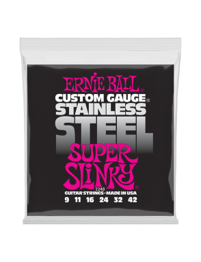 Ernie Ball® 2248 Cuerdas Guitarra Eléctrica 9-42 Super Slinky® STAINLESS STEEL