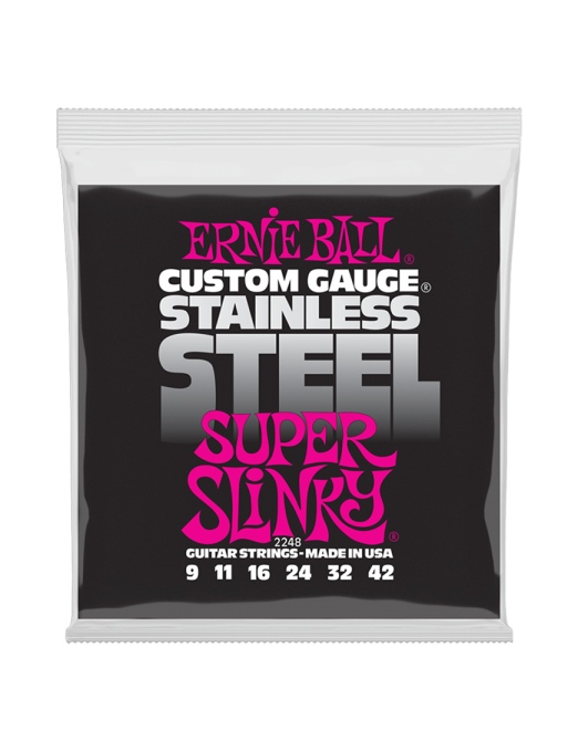 Ernie Ball® 2248 Cuerdas Guitarra Eléctrica 9-42 Super Slinky® STAINLESS STEEL