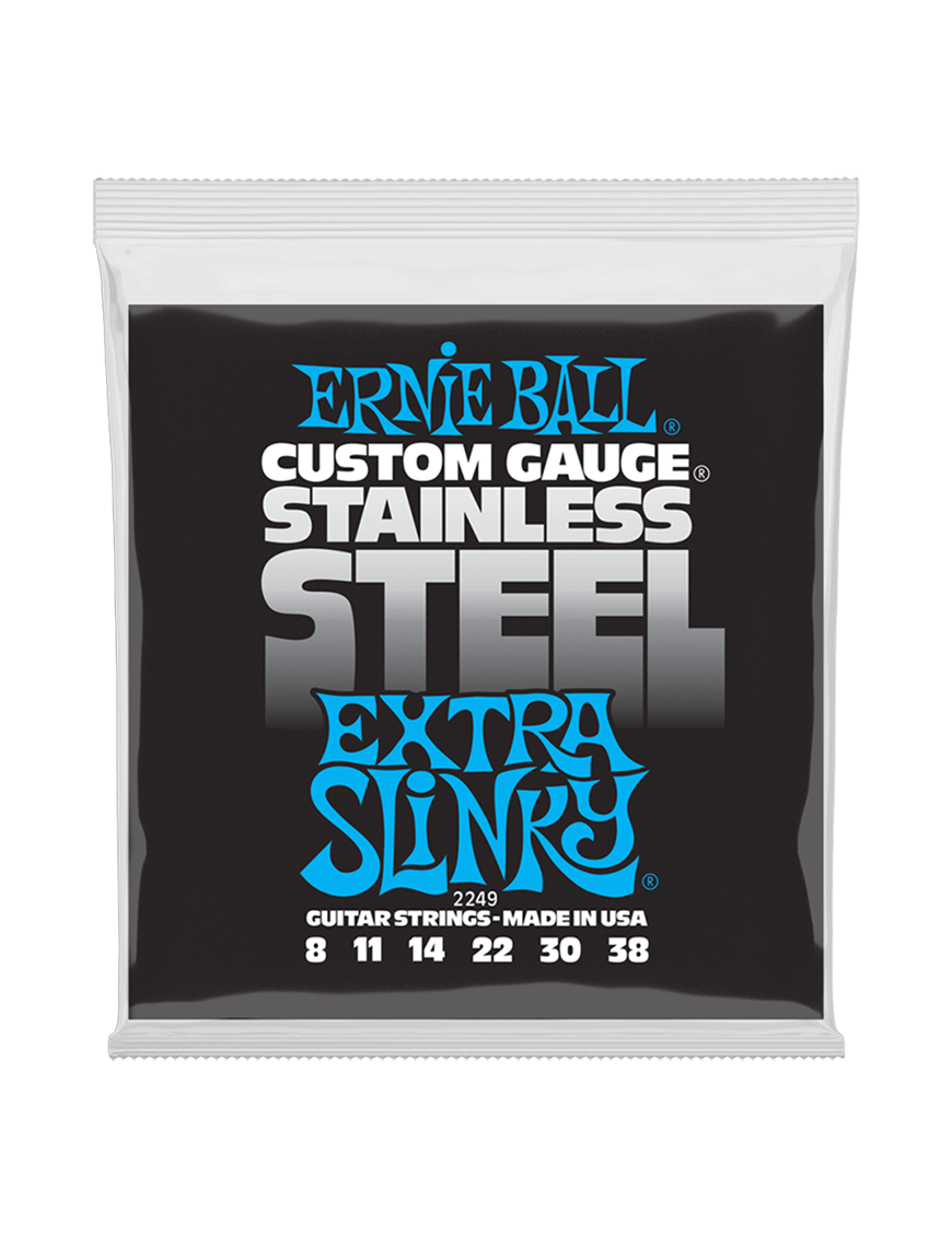 Ernie Ball® 2249 Cuerdas Guitarra Eléctrica 8-38 Extra Slinky® STAINLESS STEEL