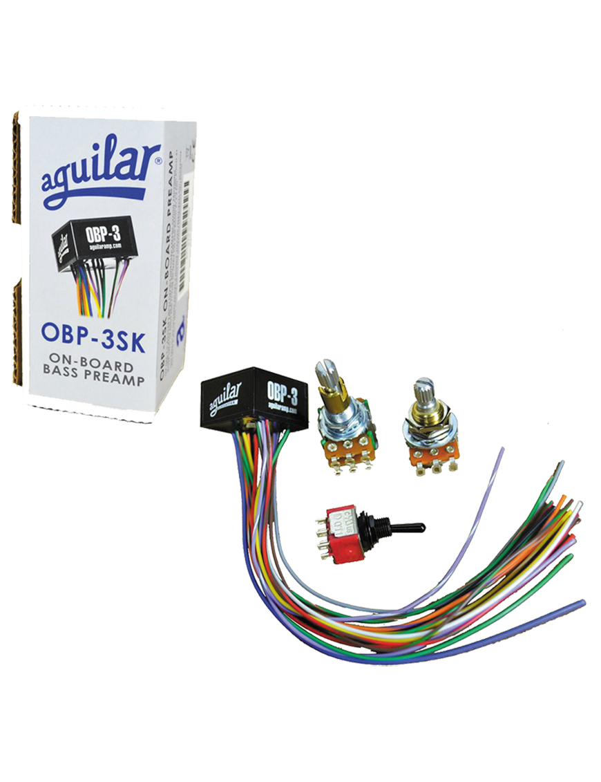 Aguilar® OBP-3SK Preamp Onboard Bajo Potenciómetros: 1 Treble/Bass Stack 1 Mid 1 Mini Switch