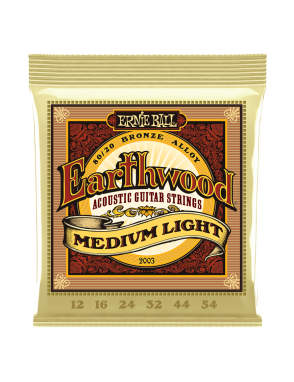 Ernie Ball® 2003 12-54 Earthwood Cuerdas Guitarra Acústica Folk 6 Cuerdas Medium Light Bronze 80/20