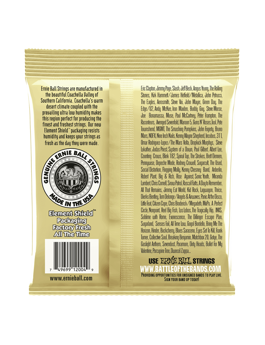 Ernie Ball® 2004 11-52 Earthwood Cuerdas Guitarra Acústica Folk 6 Cuerdas Light Bronze 80/20