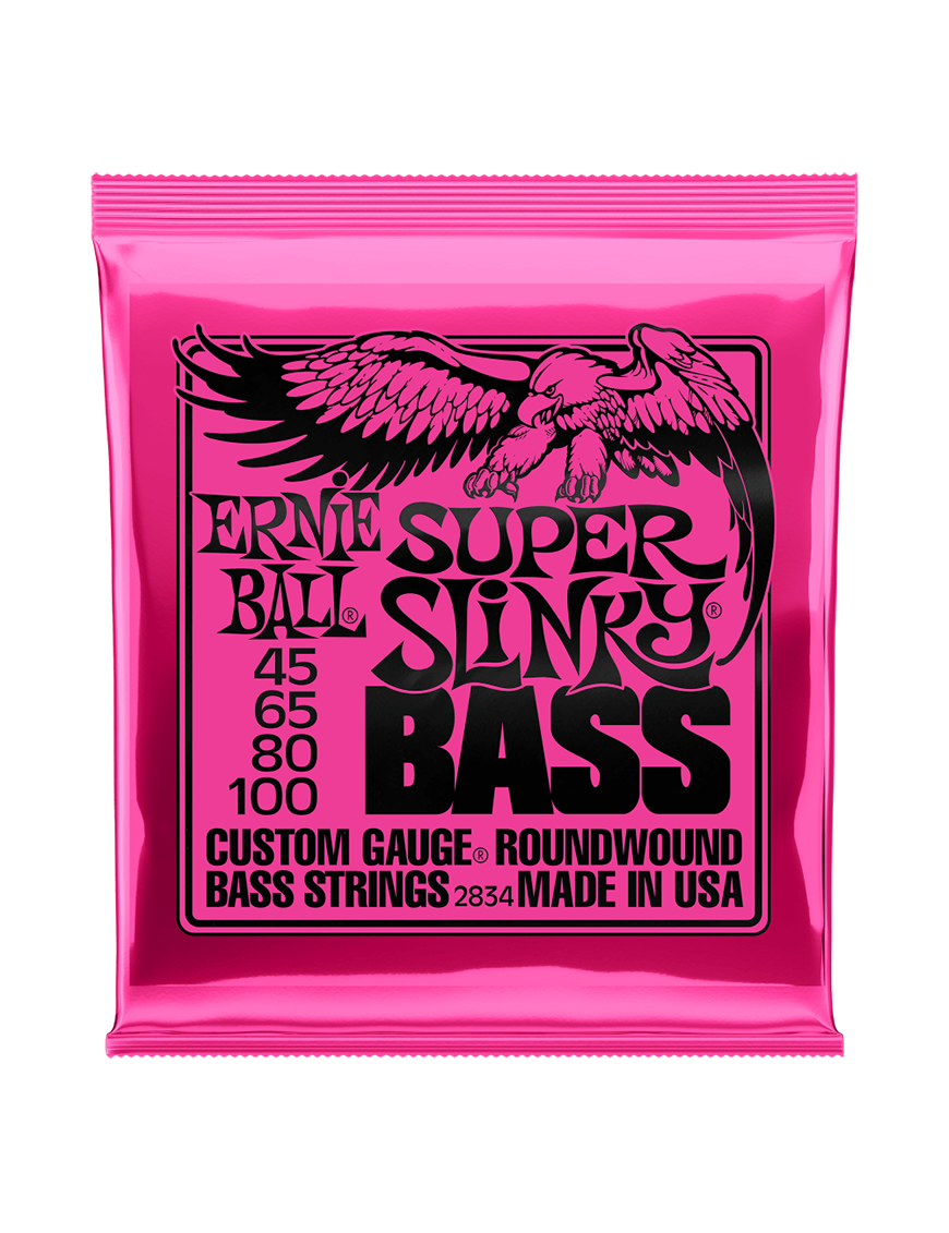 Ernie Ball® 2834 45-100 Slinky® Cuerdas Bajo Eléctrico 4 Cuerdas Super Nickel