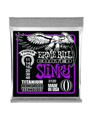 Ernie Ball® 3120 Cuerdas Guitarra Eléctrica 6 Cuerdas Power SLINKY® COATED TITANIUM 11-48