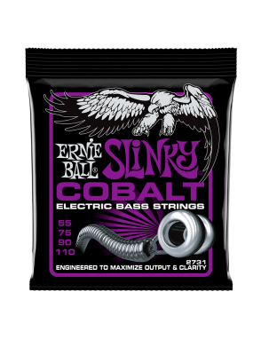 Ernie Ball® 2731 55-110 Cobalt Slinky® Cuerdas Bajo Eléctrico 4 Cuerdas Power