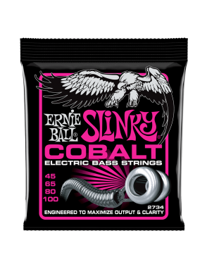 Ernie Ball® 2734 45-100 Cobalt Slinky® Cuerdas Bajo Eléctrico 4 Cuerdas Super
