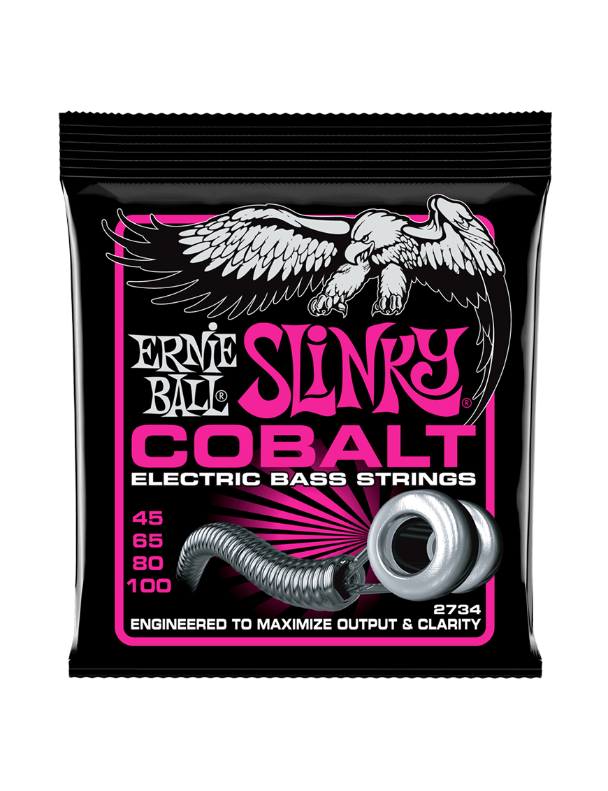Ernie Ball® 2734 45-100 Cobalt Slinky® Cuerdas Bajo Eléctrico 4 Cuerdas Super