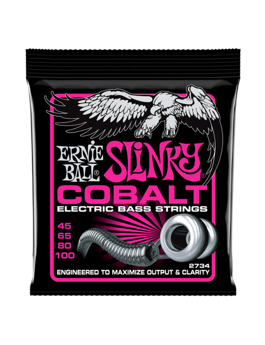 Ernie Ball® 2734 45-100 Cobalt Slinky® Cuerdas Bajo Eléctrico 4 Cuerdas Super