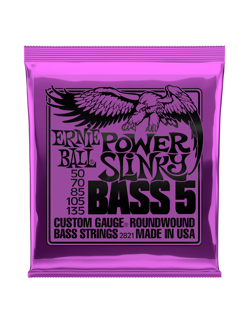 Ernie Ball® 2821 50-135 Slinky® Cuerdas Bajo Eléctrico 5 Cuerdas Power Nickel