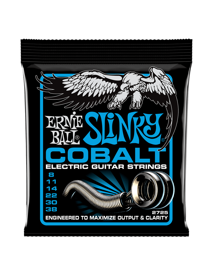 Ernie Ball® 2725 8-38 Cobalt Slinky® Cuerdas Guitarra Eléctrica 6 Cuerdas Extra