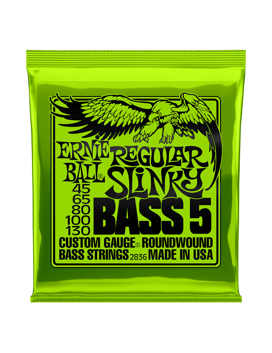 Ernie Ball® 2836 45-130 Slinky® Cuerdas Bajo Eléctrico 5 Cuerdas Regular Nickel