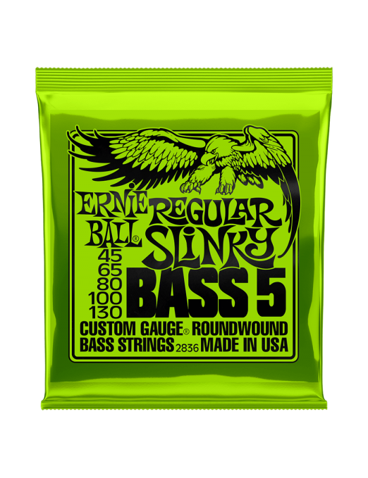 Ernie Ball® 2836 45-130 Slinky® Cuerdas Bajo Eléctrico 5 Cuerdas Regular Nickel