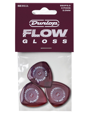 Dunlop® 550 Uñetas Flow® Gloss Calibre: 3.00 mm | Color: Rojo Bolsa: 3 Unidades