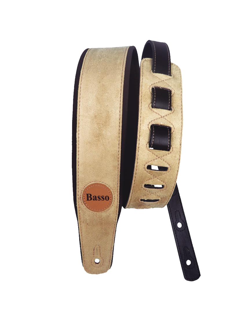 Basso® CLASSIC Suede Correa Guitarra Gamuza 7cm Largo: 145 | Beige