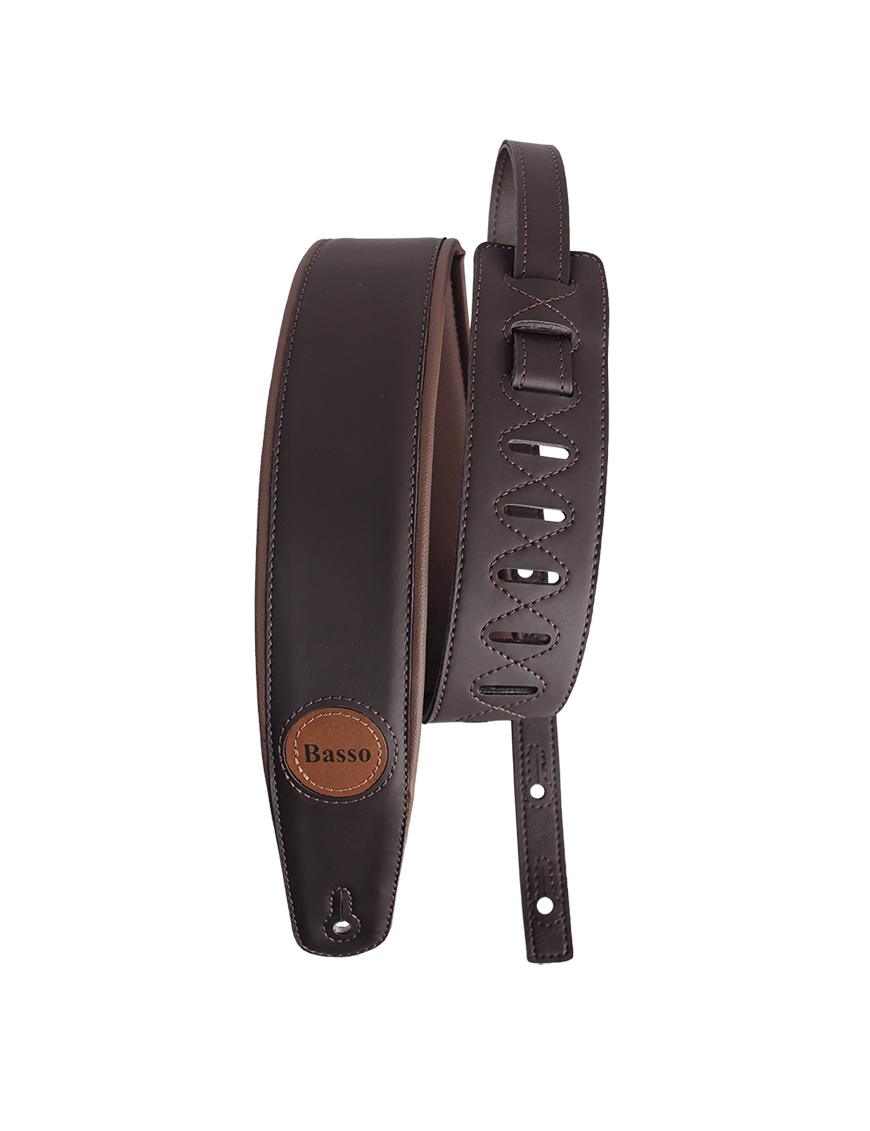 Basso® CLASSIC Correa Guitarra Lisa Color: Café 7,5 cm