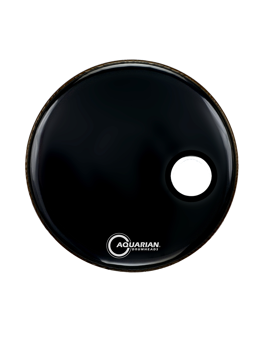 Aquarian Drumheads® SMPTCC-16BBK PORTED BASS™ Parche Bombo Frontal 16" Resonante Small Port Hole™ Negro